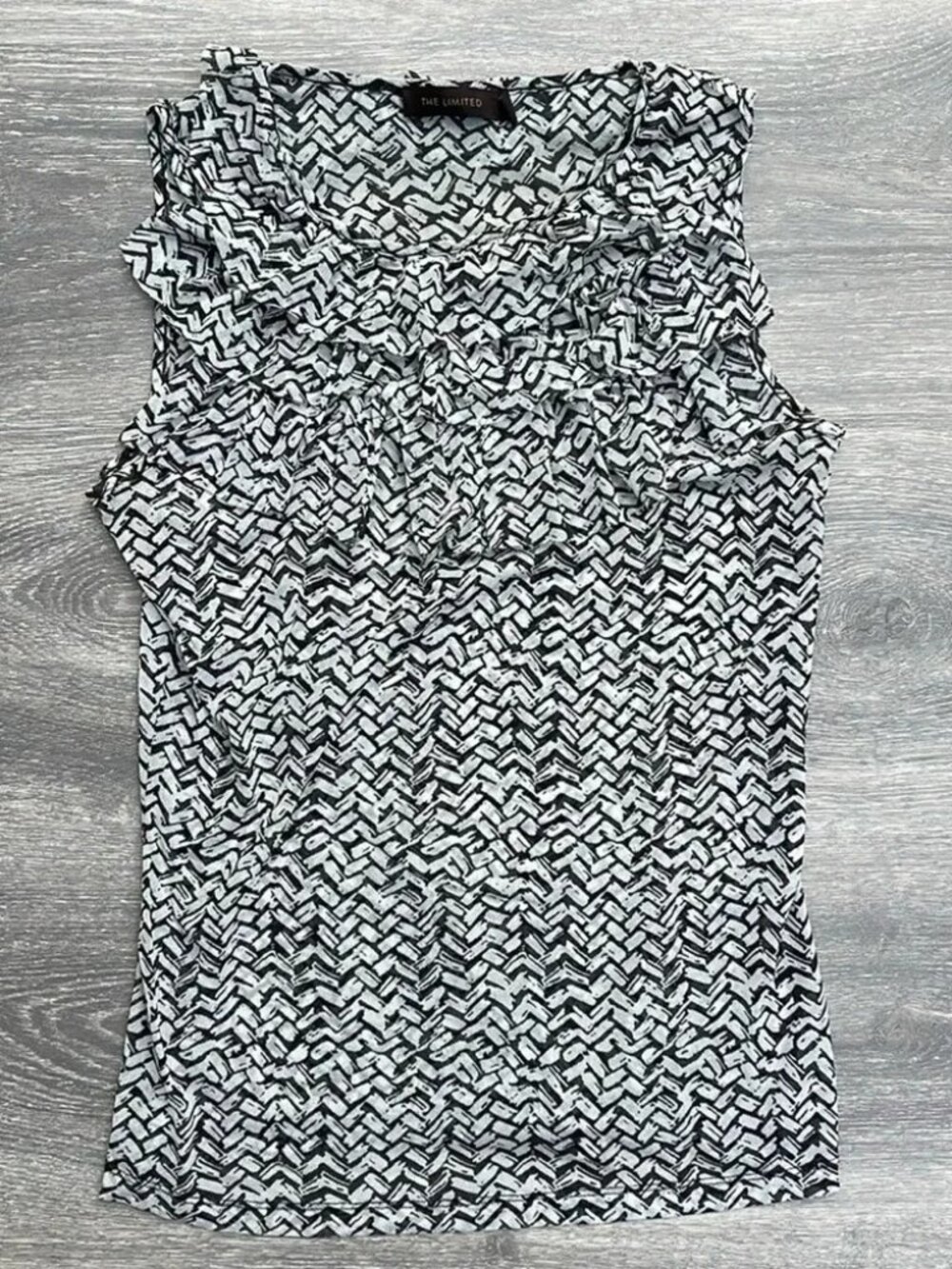 The Limited Sleeveless Ruffled Blouse, dark grey